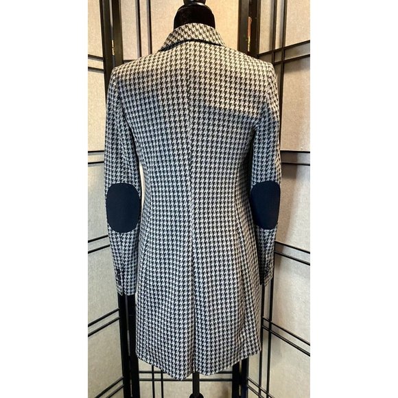 Tommy Hilfiger Houndstooth Blazer Size 2 Elbow Patch Classic Fit Mid Length - Picture 3 of 14